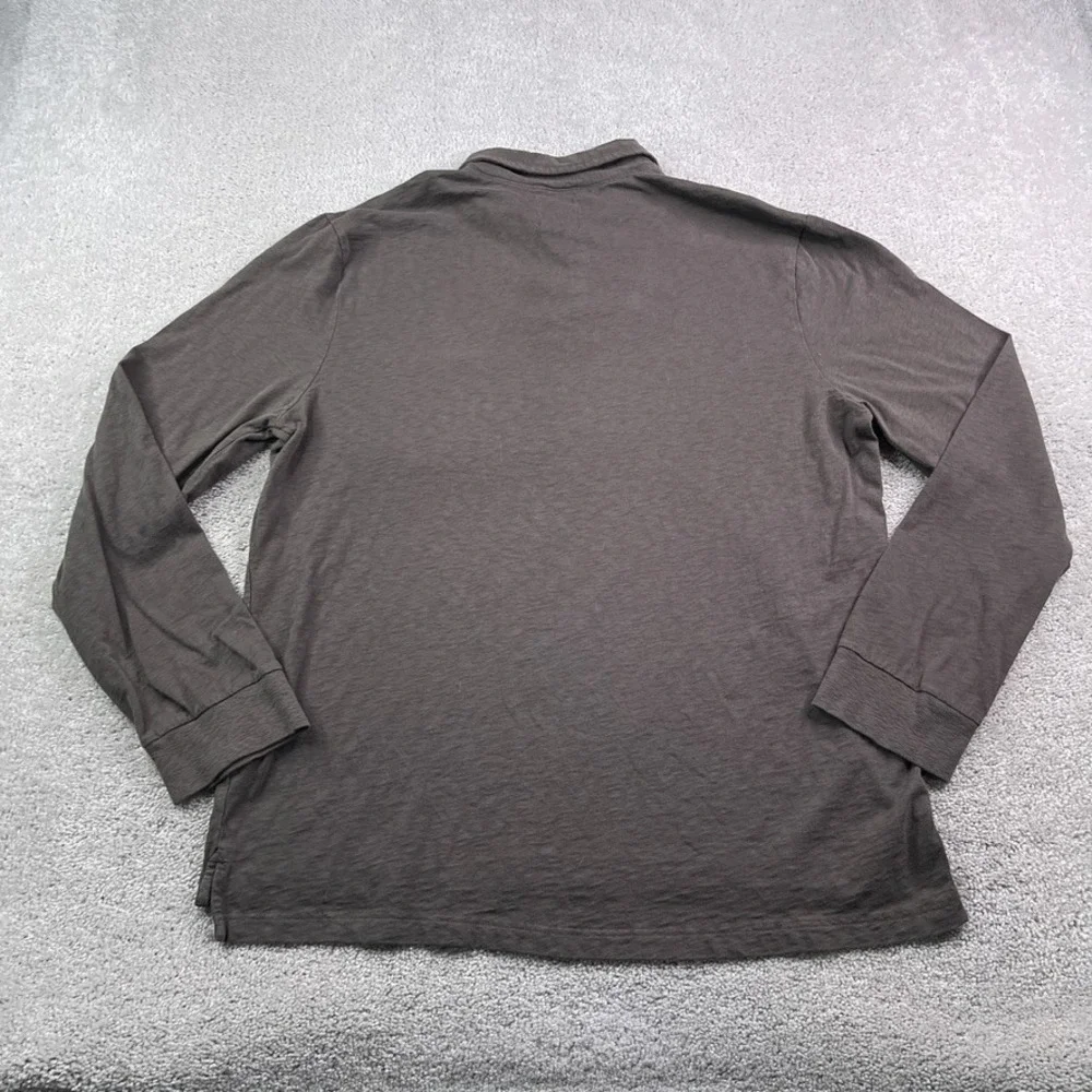 J Crew Polo Shirt Mens XL Brown Ringspun Jersey Cotton Long Sleeve Pocket Preppy